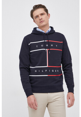 Tommy Hilfiger Памучен суичър в бордо с качулка с апликация - Pepit.bg