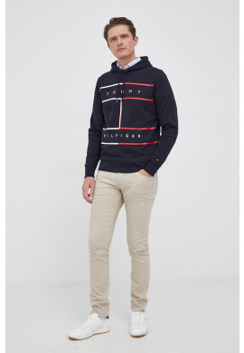 Tommy Hilfiger Памучен суичър в бордо с качулка с апликация - Pepit.bg