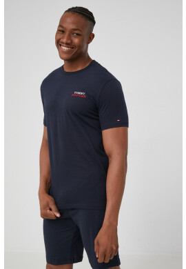 Tommy Hilfiger Памучна пижама в тъмносиньо с изчистен дизайн - Pepit.bg