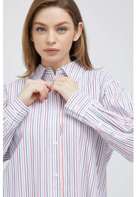 Tommy Hilfiger Памучна риза дамска в розово със стандартна кройка с класическа яка - Pepit.bg