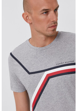 Tommy Hilfiger Памучна тениска в сиво с принт - Pepit.bg