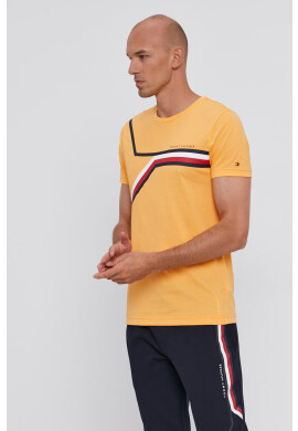Tommy Hilfiger Памучна тениска в оранжево с принт - Pepit.bg