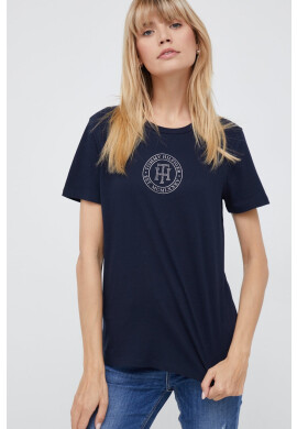 Tommy Hilfiger Памучна тениска в тъмносиньо - Pepit.bg