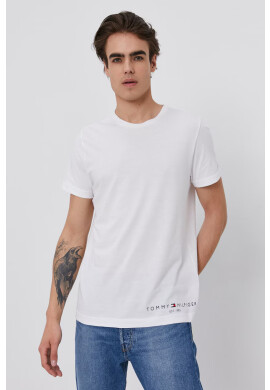 Tommy Hilfiger Памучна тениска в бяло с принт - Pepit.bg