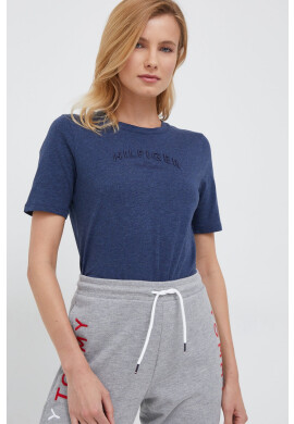 Tommy Hilfiger Памучна тениска в тъмносиньо - Pepit.bg