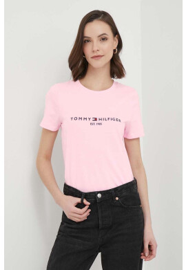 Tommy Hilfiger Памучна тениска в розово - Pepit.bg
