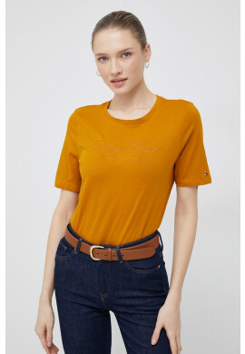 Tommy Hilfiger Памучна тениска в бежово - Pepit.bg