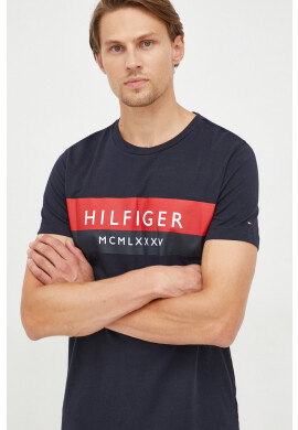 Tommy Hilfiger Памучна тениска в тъмносиньо - Pepit.bg