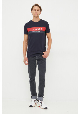 Tommy Hilfiger Памучна тениска в тъмносиньо - Pepit.bg