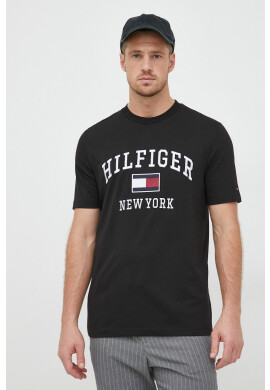 Tommy Hilfiger Памучна тениска в тъмносиньо - Pepit.bg
