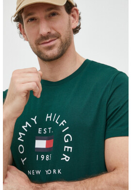Tommy Hilfiger Памучна тениска в тъмносиньо - Pepit.bg