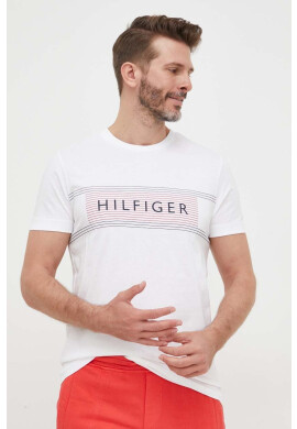 Tommy Hilfiger Памучна тениска в бяло с принт - Pepit.bg