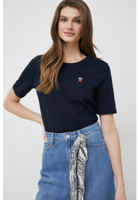 Tommy Hilfiger Памучна тениска в тъмносиньо - Pepit.bg
