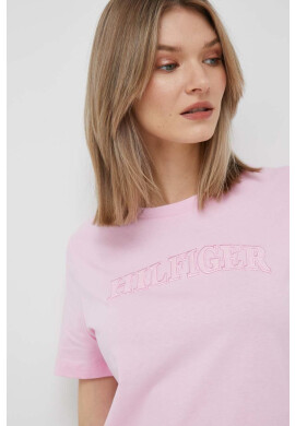Tommy Hilfiger Памучна тениска в розово - Pepit.bg