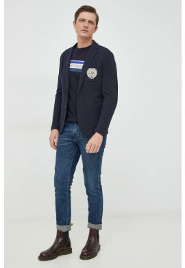Tommy Hilfiger Памучна тениска в тъмносиньо с принт - Pepit.bg