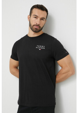 Tommy Hilfiger Памучна тениска в черно с принт - Pepit.bg