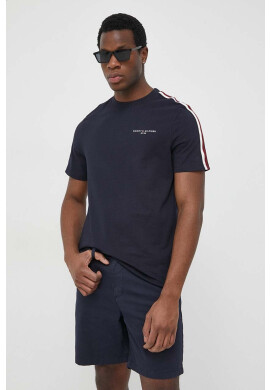 Tommy Hilfiger Памучна тениска в тъмносиньо с изчистен дизайн - Pepit.bg