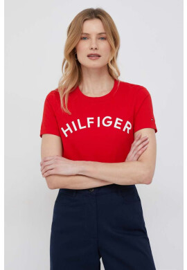 Tommy Hilfiger Памучна тениска в червено - Pepit.bg