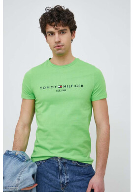 Tommy Hilfiger Памучна тениска в зелено с десен - Pepit.bg