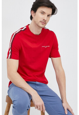 Tommy Hilfiger Памучна тениска в червено с изчистен дизайн - Pepit.bg