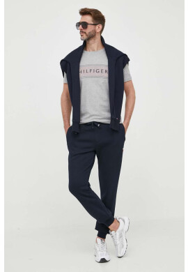 Tommy Hilfiger Памучна тениска в сиво с принт - Pepit.bg