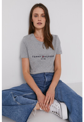 Tommy Hilfiger Памучна тениска в сиво - Pepit.bg