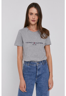 Tommy Hilfiger Памучна тениска в сиво - Pepit.bg