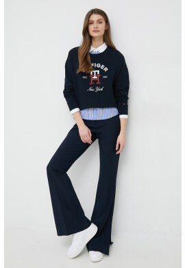 Tommy Hilfiger Панталон в тъмносиньо с разкроени краища с висока талия - Pepit.bg