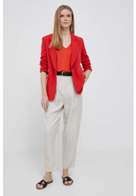 Tommy Hilfiger Панталон с лен в бежово със стандартна кройка с висока талия - Pepit.bg