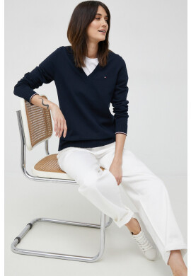 Tommy Hilfiger Пуловер дамски в тъмносиньо от лека материя - Pepit.bg