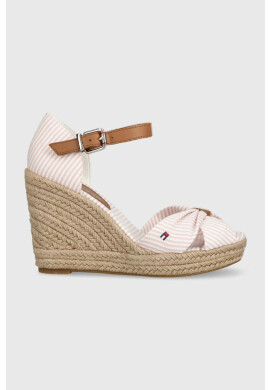 Tommy Hilfiger Сандали BASIC SEERSUCKER HIGH WEDGE в розово със скосена платформа FW0FW07160 - Pepit.bg