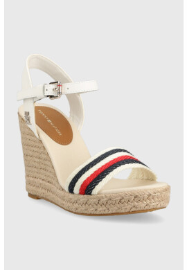 Tommy Hilfiger Сандали CORPORATE WEDGE в бежово със скосена платформа FW0FW07086 - Pepit.bg