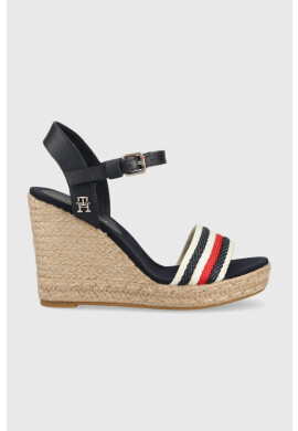 Tommy Hilfiger Сандали CORPORATE WEDGE в тъмносиньо със скосена платформа FW0FW07086 - Pepit.bg