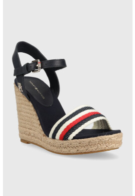 Tommy Hilfiger Сандали CORPORATE WEDGE в тъмносиньо със скосена платформа FW0FW07086 - Pepit.bg