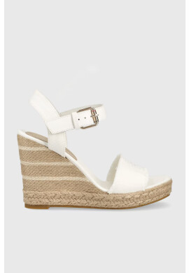 Tommy Hilfiger Сандали ECRU DENIM WEDGE SANDAL в бяло със скосена платформа FW0FW07191 - Pepit.bg
