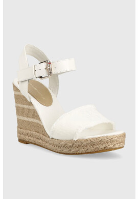 Tommy Hilfiger Сандали ECRU DENIM WEDGE SANDAL в бяло със скосена платформа FW0FW07191 - Pepit.bg