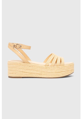 Tommy Hilfiger Сандали ESSENTIAL FLATFORM SANDAL в жълто със скосена платформа FW0FW07161 - Pepit.bg