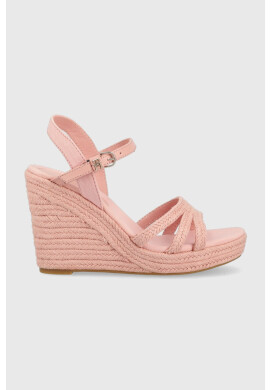 Tommy Hilfiger Сандали ESSENTIAL WEDGE SANDAL в розово със скосена платформа FW0FW07159 - Pepit.bg