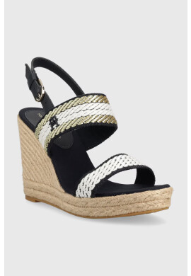 Tommy Hilfiger Сандали GOLDEN WEBBING WEDGE в тъмносиньо със скосена платформа FW0FW07089 - Pepit.bg