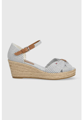 Tommy Hilfiger Сандали HIGH WEDGE SEERSUCKER в синьо със скосена платформа FW0FW07158 - Pepit.bg
