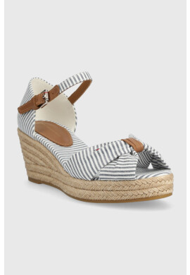 Tommy Hilfiger Сандали HIGH WEDGE SEERSUCKER в синьо със скосена платформа FW0FW07158 - Pepit.bg
