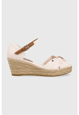 Tommy Hilfiger Сандали HIGH WEDGE SEERSUCKER в розово със скосена платформа FW0FW07158 - Pepit.bg