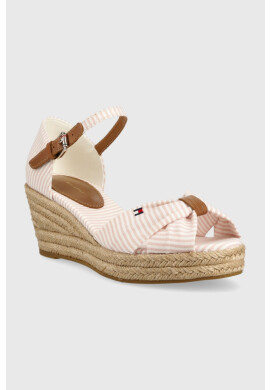 Tommy Hilfiger Сандали HIGH WEDGE SEERSUCKER в розово със скосена платформа FW0FW07158 - Pepit.bg