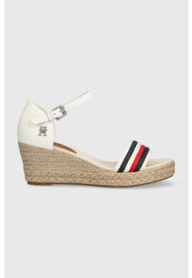 Tommy Hilfiger Сандали MID WEDGE CORPORATE в бяло със скосена платформа - Pepit.bg