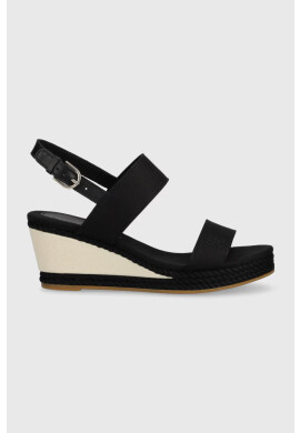 Tommy Hilfiger Сандали ROPE WEBBING MID WEDGE в черно със скосена платформа FW0FW07092 - Pepit.bg