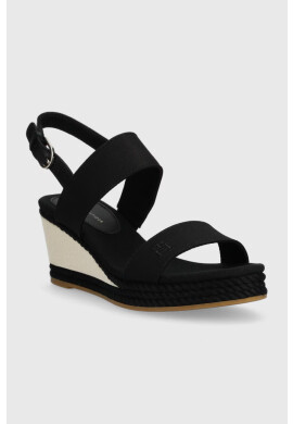 Tommy Hilfiger Сандали ROPE WEBBING MID WEDGE в черно със скосена платформа FW0FW07092 - Pepit.bg