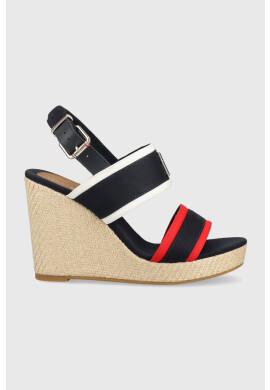Tommy Hilfiger Сандали RWB FEMININE WEDGE в тъмносиньо със скосена платформа - Pepit.bg