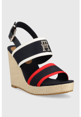 Tommy Hilfiger Сандали RWB FEMININE WEDGE в тъмносиньо със скосена платформа - Pepit.bg
