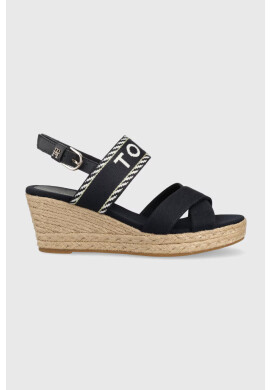 Tommy Hilfiger Сандали SEASONAL WEBBING MID WEDGE в тъмносиньо със скосена платформа FW0FW07091 - Pepit.bg