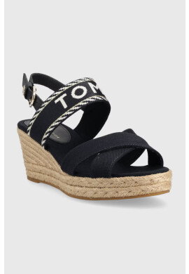 Tommy Hilfiger Сандали SEASONAL WEBBING MID WEDGE в тъмносиньо със скосена платформа FW0FW07091 - Pepit.bg